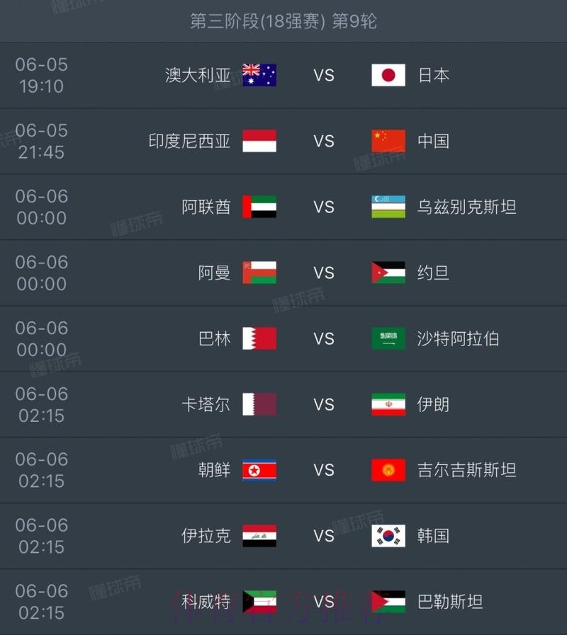 世界杯每日赛程一览